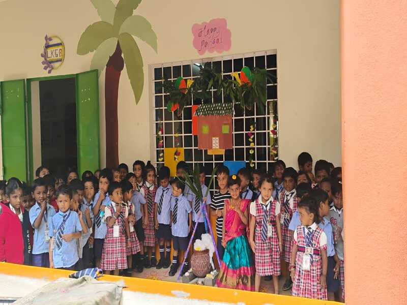 Students participating in a school celebration